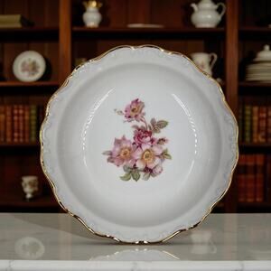 Schumann Arzberg Briar Rose Dessert Bowl Bavaria Germany Gold Trim 1950s